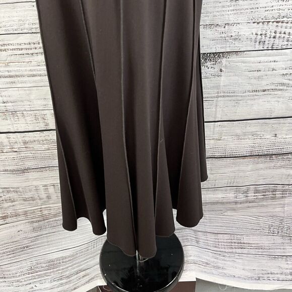 Insight Skirt size 2 Chocolate Brown Flared Midi Belt Stretch Modest Career Slim - Picture 8 of 10